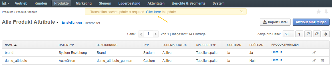 Click on the link to update cache once the label is translated