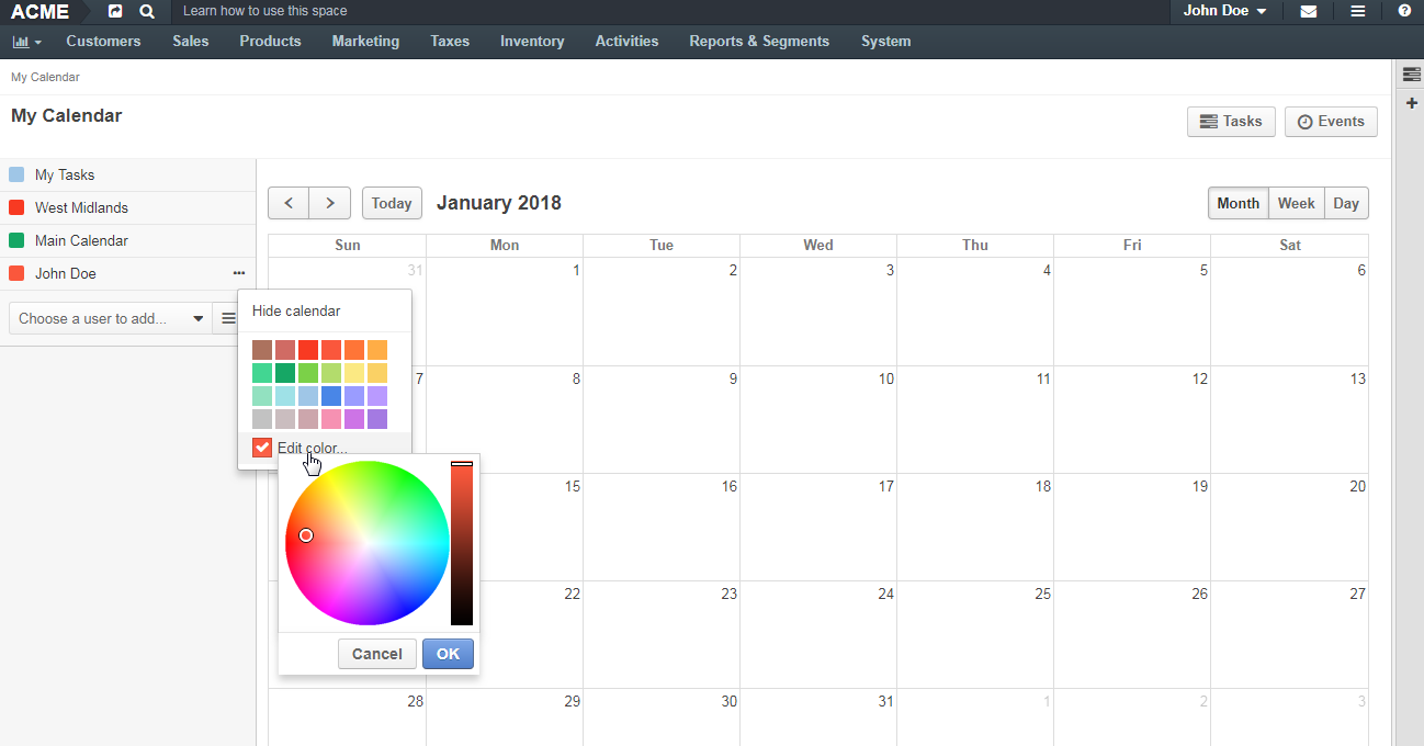 Change colors of your calendar