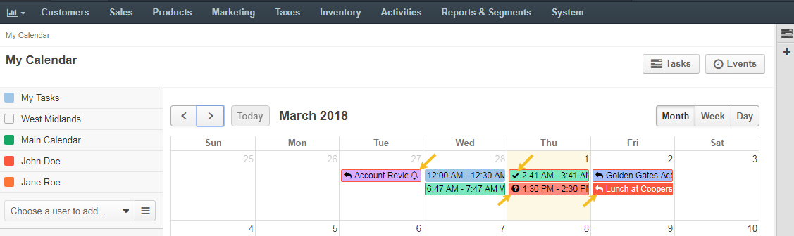 The status of your calendar events