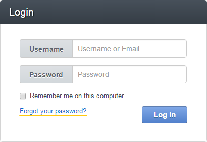 The forgot your password link on the login page