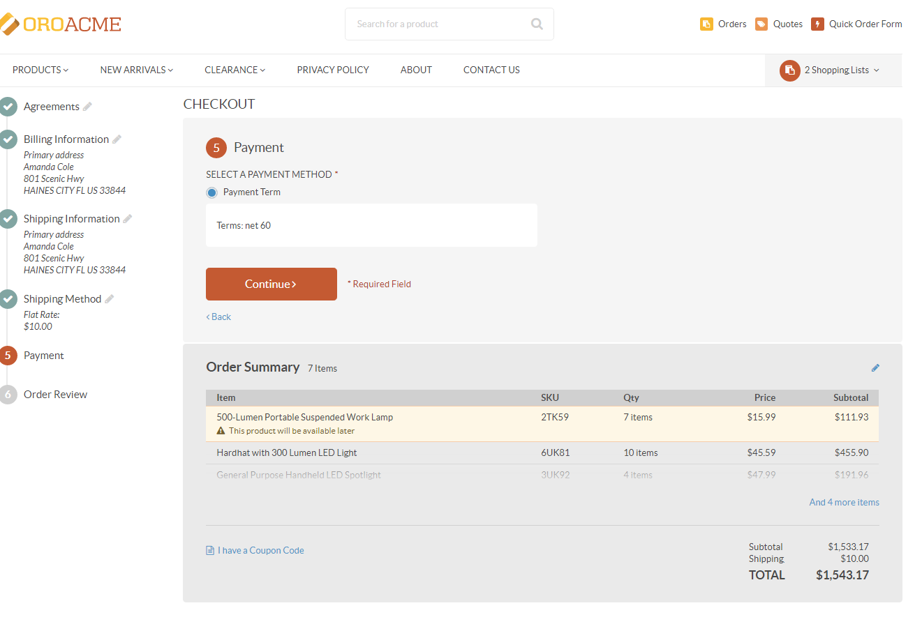 The payment method step at the checkout (with consents)