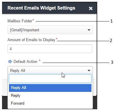 Configuration settings of a widget
