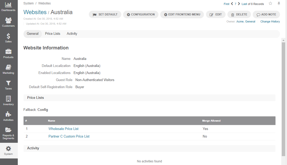 View the details of Australia website