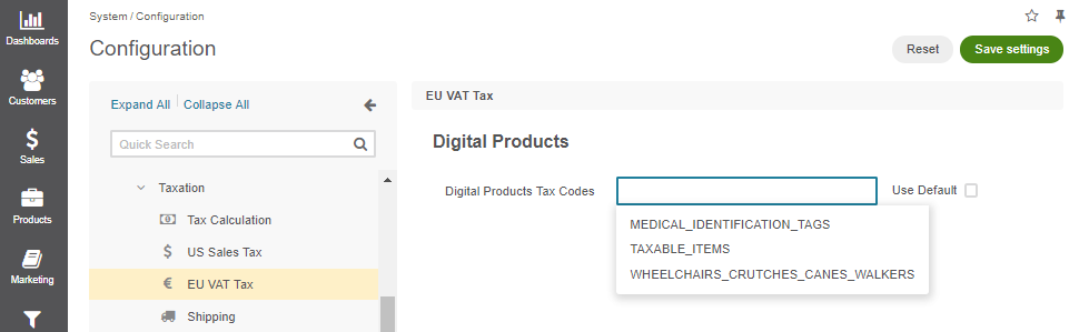 Global EU VAT Tax configuration