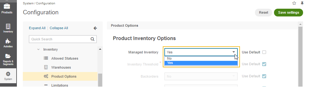 Global managed inventory functionality