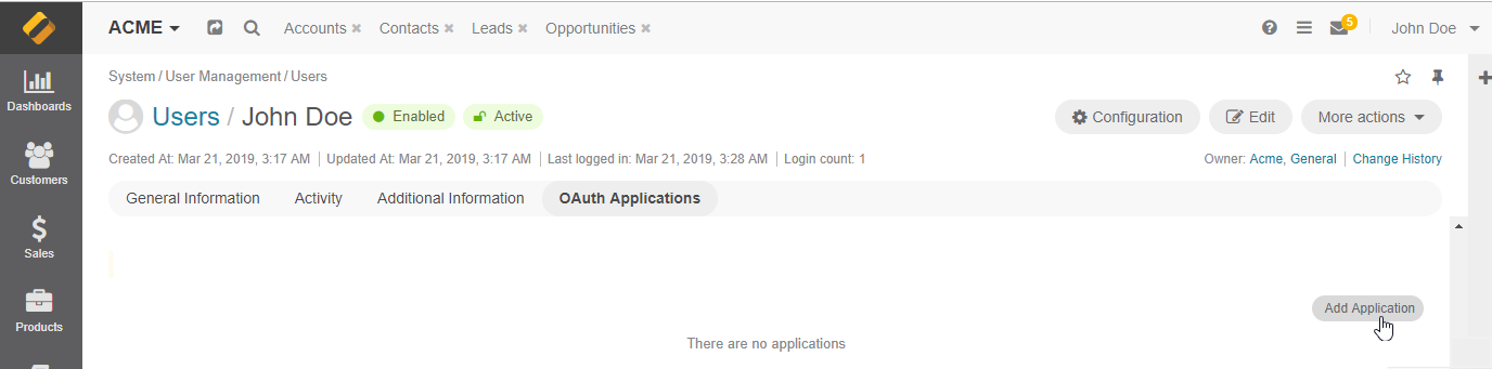 Add an oauth application