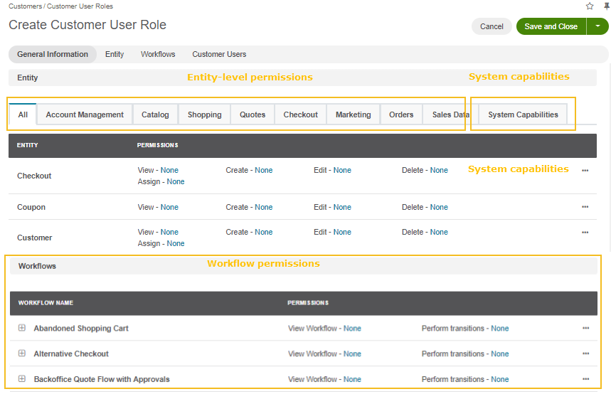 Customer user roles