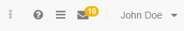 A recent emails icon displayed on the user bar