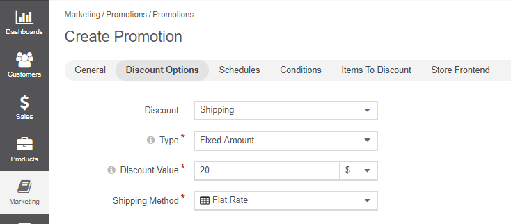 An example of a shipping promotion