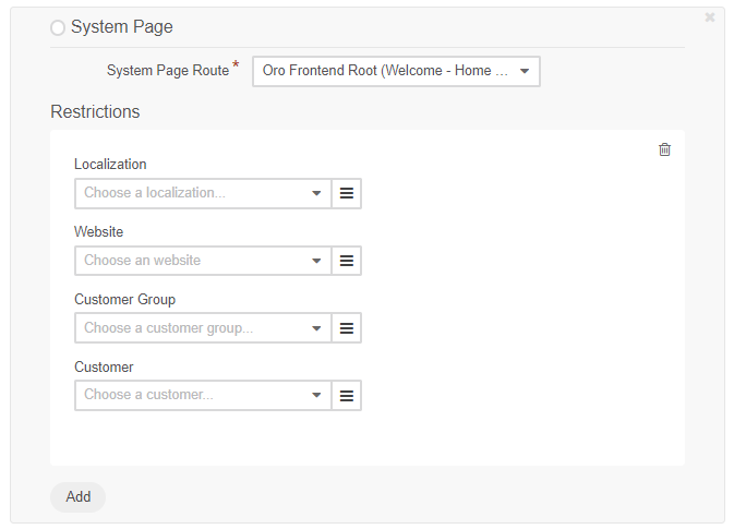 Add system page and specify restrictions