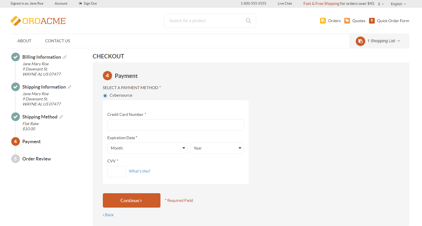 Payment in the storefront with checkout API