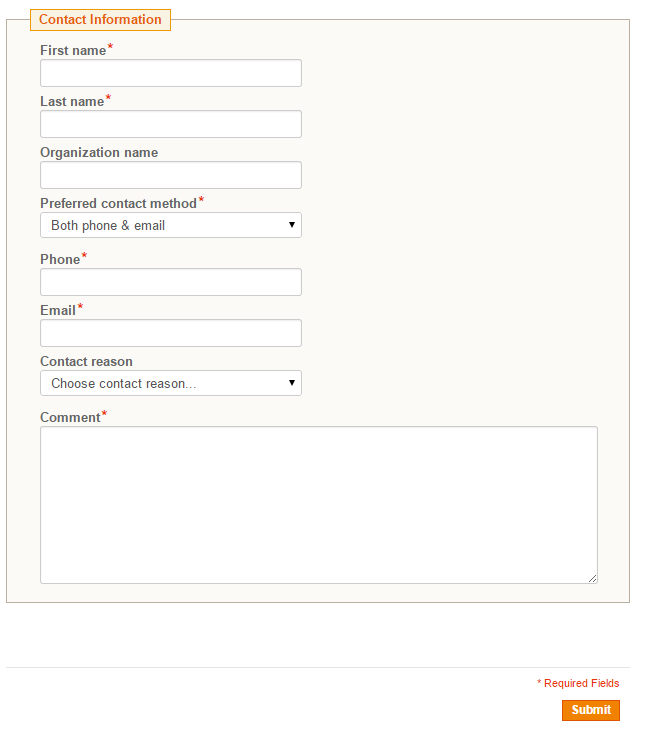 Magento Contact Us Request form
