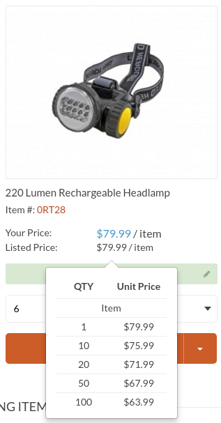 Display prices for the lumen headlamp in USD in the storefront
