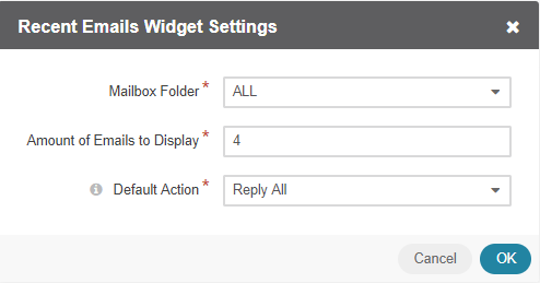 Configuration settings of a widget