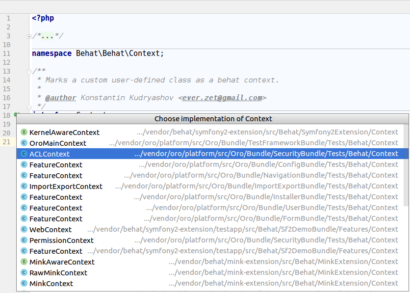 Context implements interface