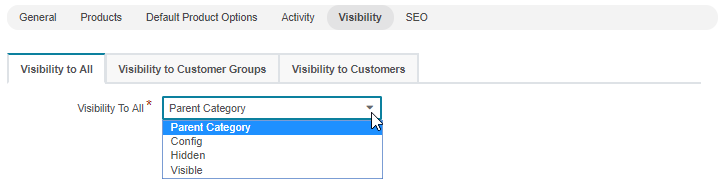 The visibility options available in the visibility section