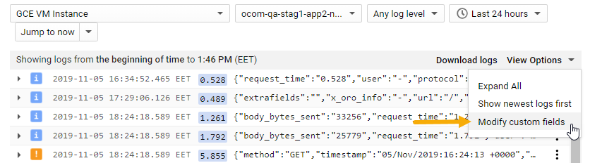 Modify custom fields in Viewing Options