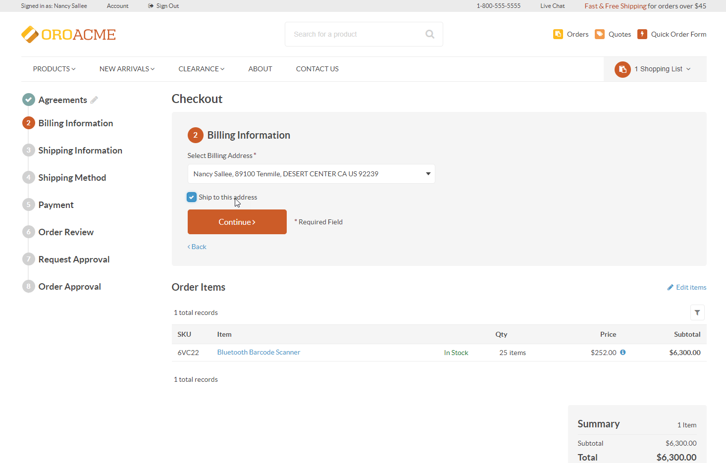 An example of a multi-page checkout
