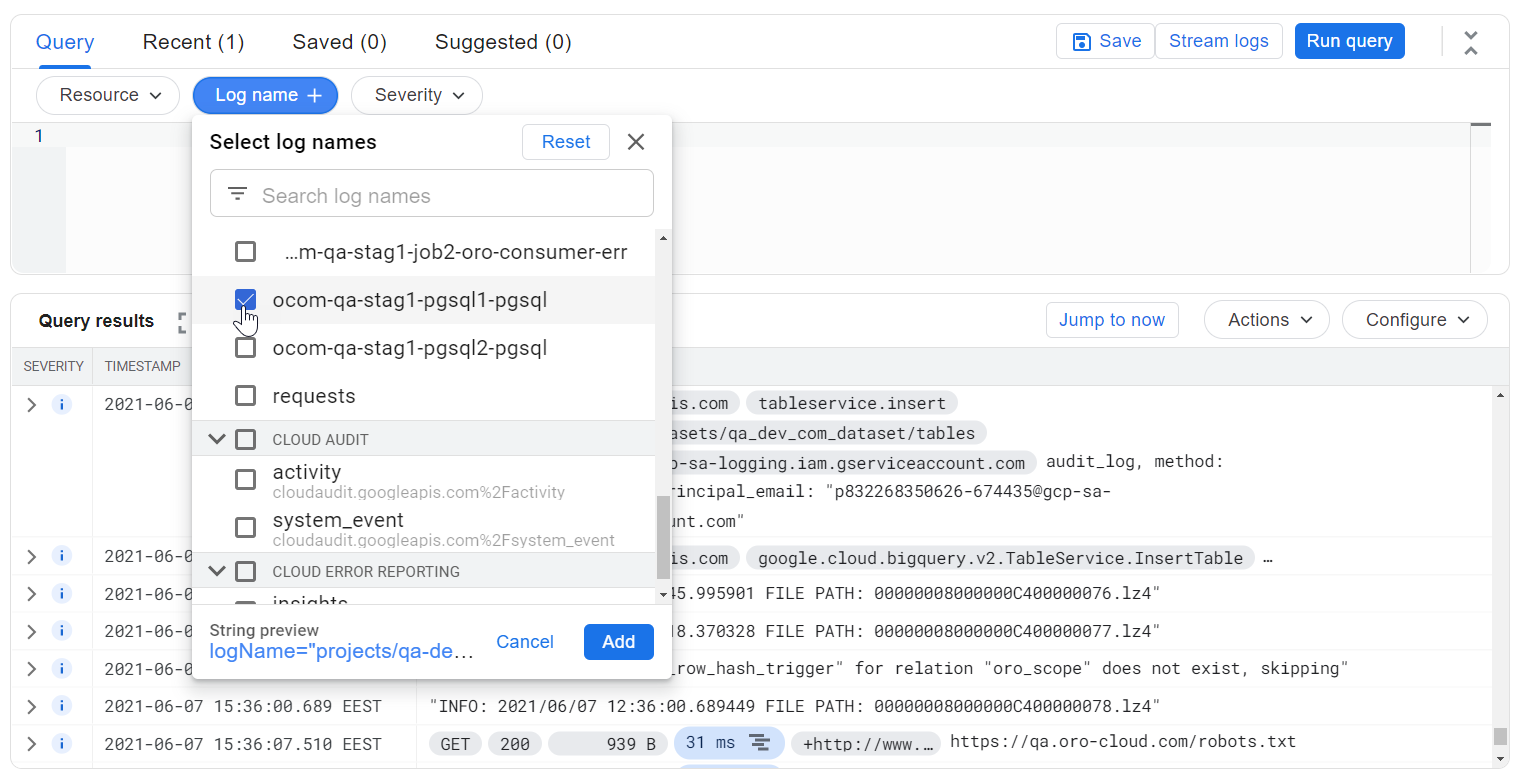 pgsql log