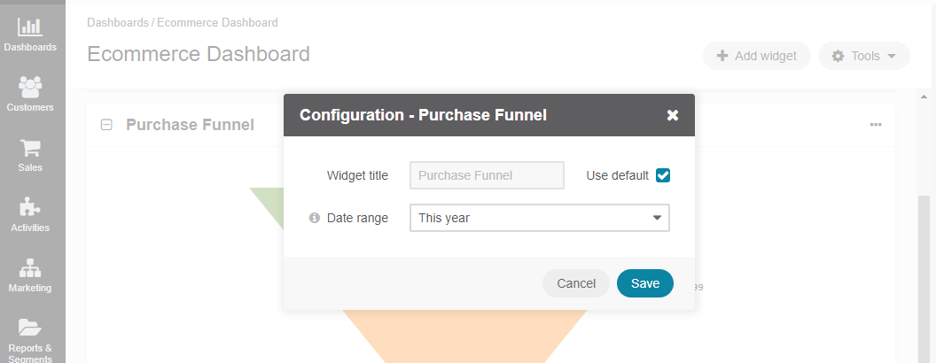 Configuring the Purchase Funnel widget