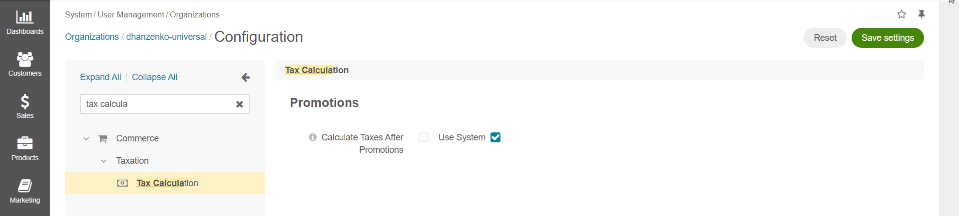 Calculate Taxes After Promotions configuration option on organization level