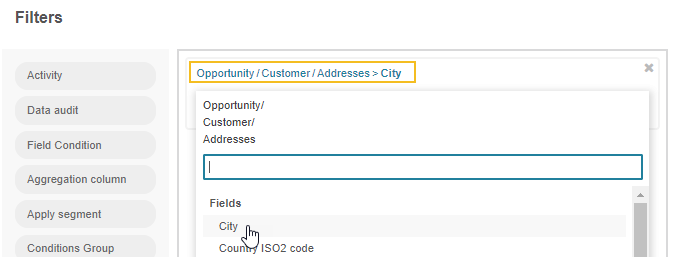 Filtering the opportunity record by customer name and address