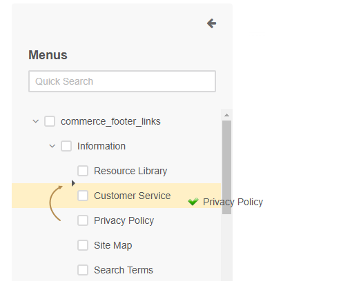 Dragging the Catalog menu under Shopping Rules
