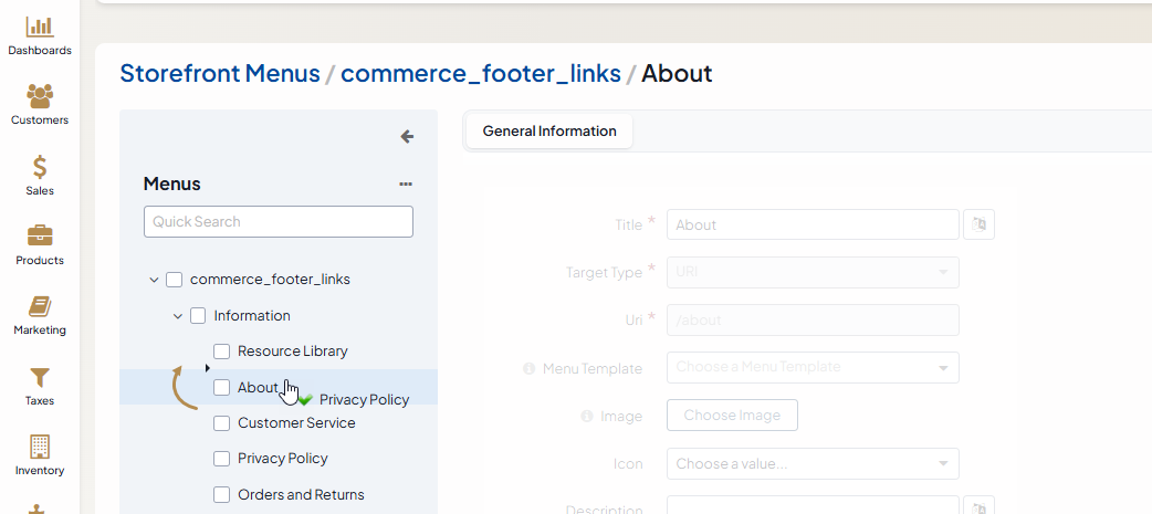 Dragging the Catalog menu under Shopping Rules