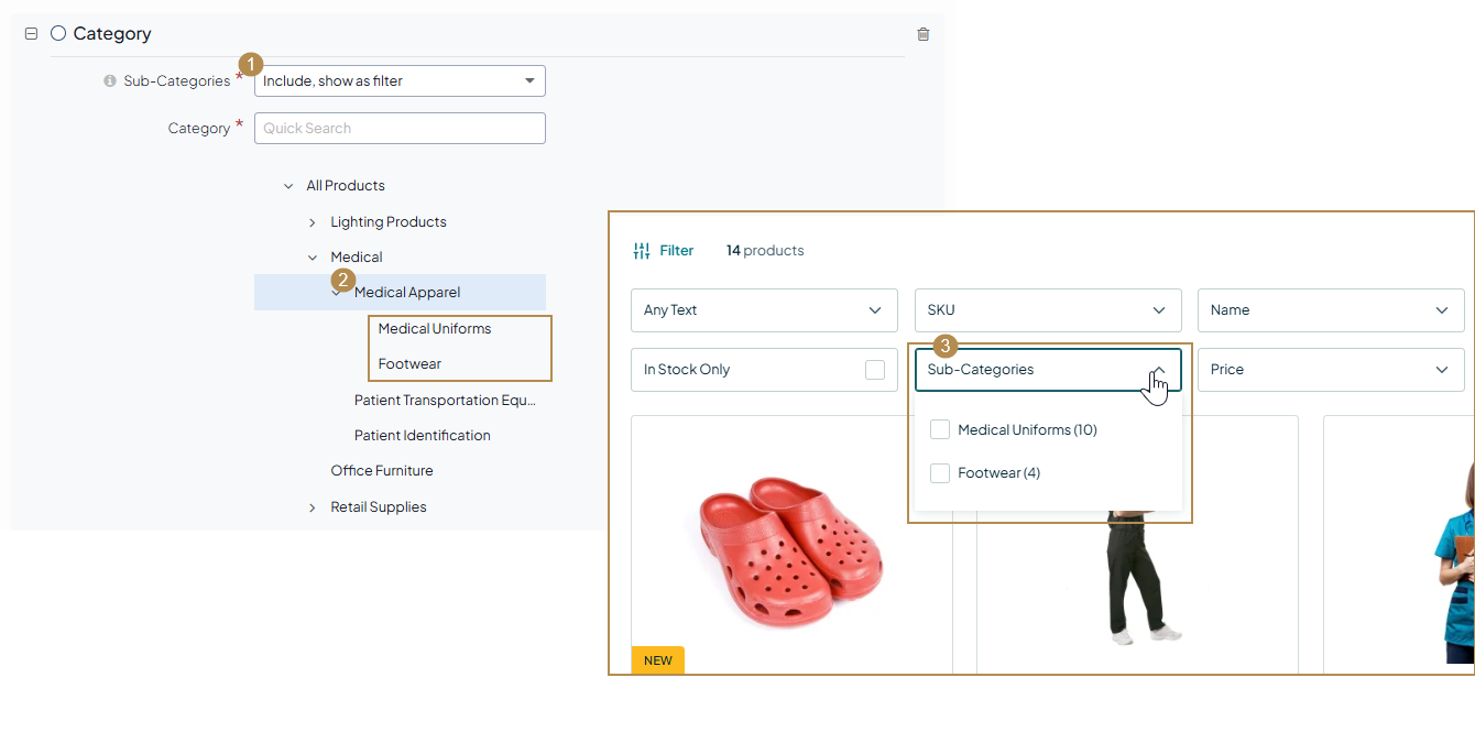 Illustration of the Include, show as filter option