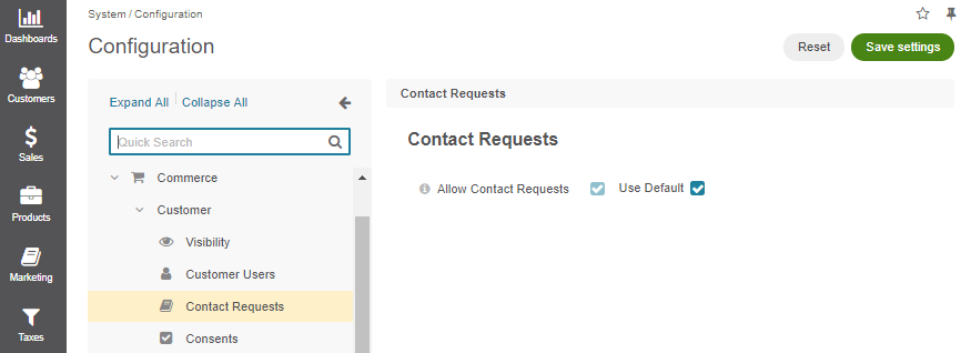 Global Contact Request configuration