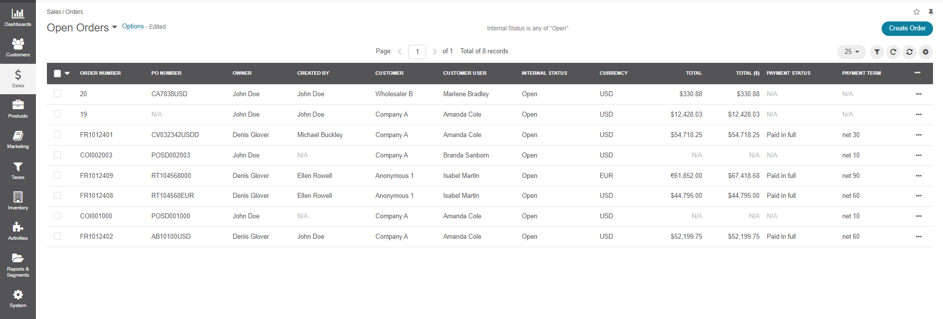 Manage Order History in the Storefront - OroCommerce, OroCRM and  OroPlatform Documentation