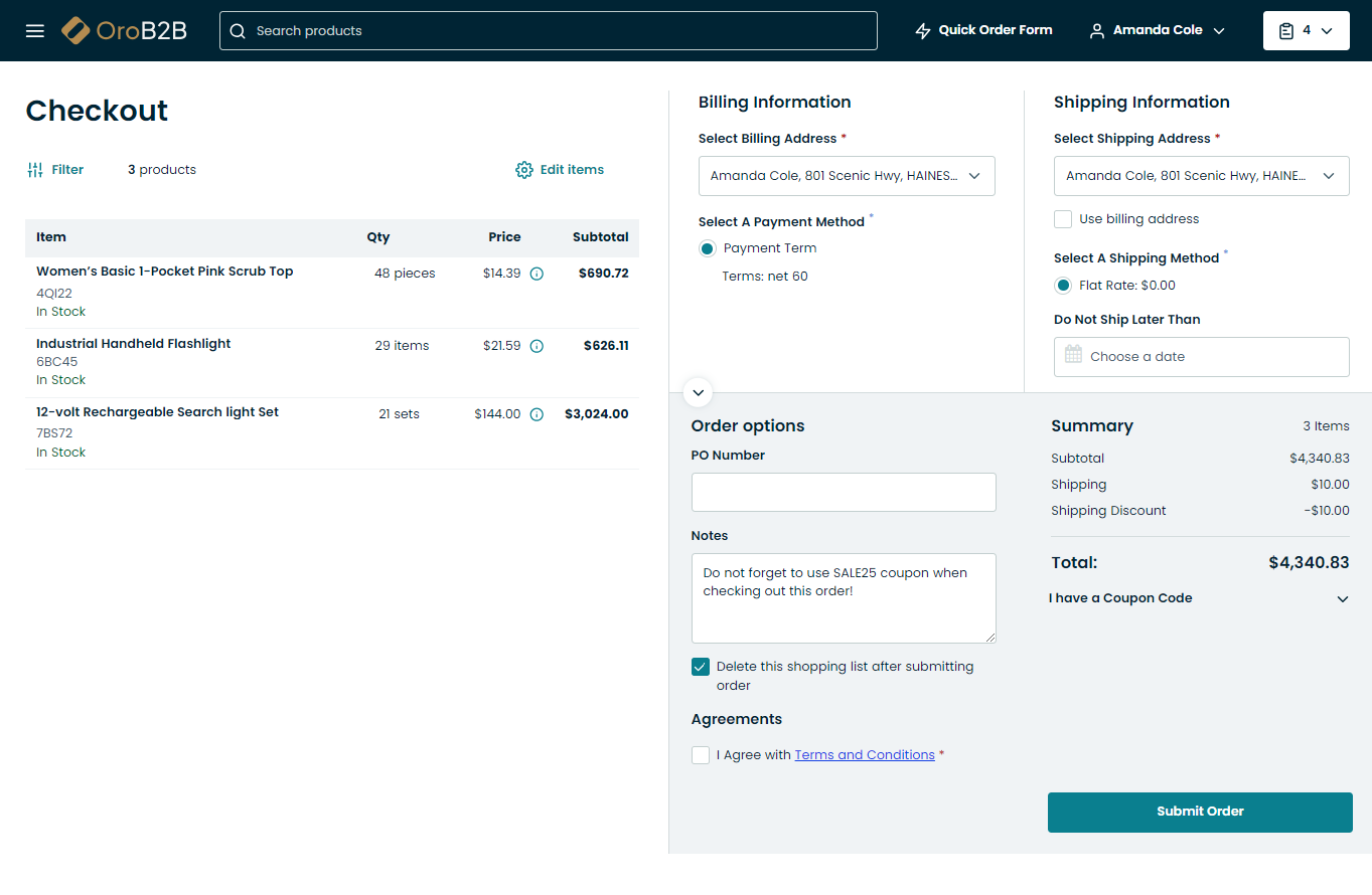 Manage Order History in the Storefront - OroCommerce, OroCRM and  OroPlatform Documentation