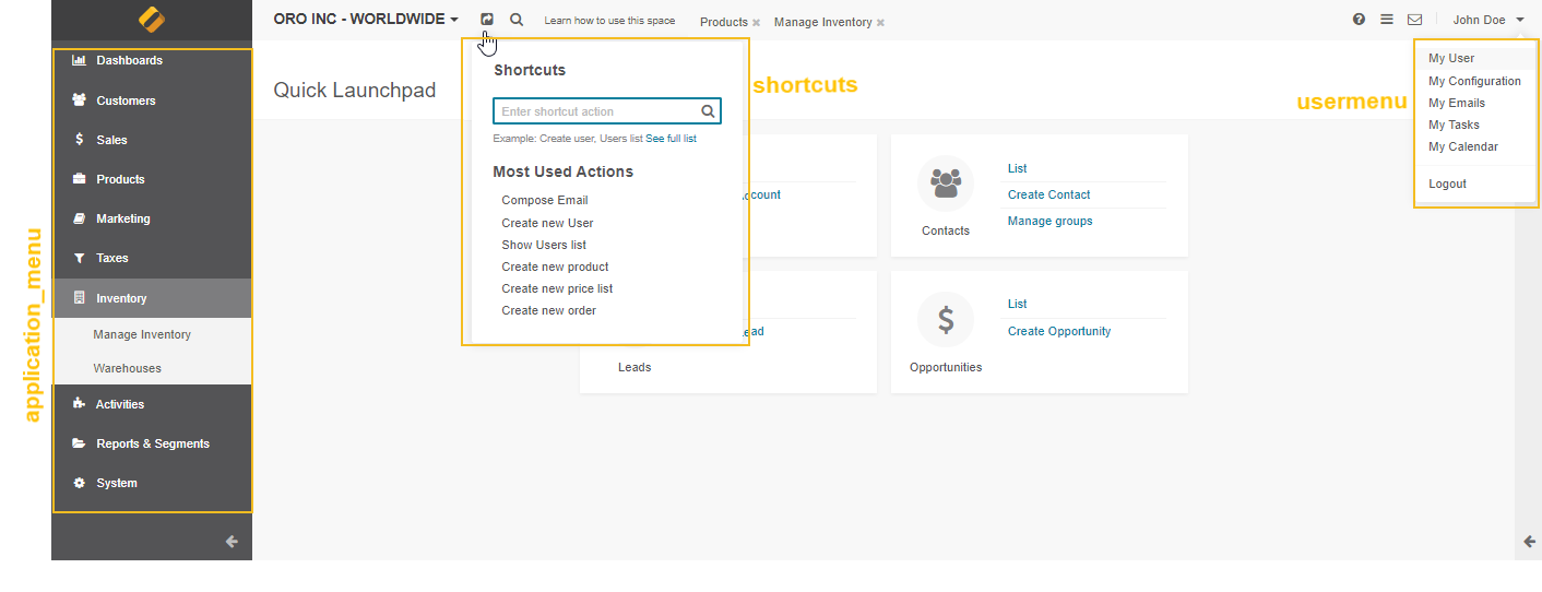 Storefront and Back-Office Menu Management Concept Guide - OroCommerce,  OroCRM and OroPlatform Documentation