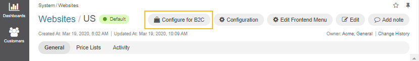 Configure a website as B2C