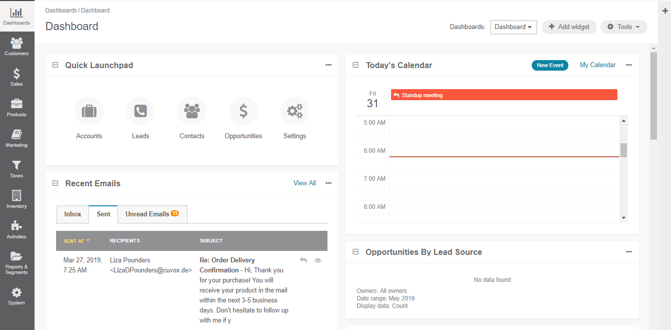 OroCommerce and OroCRM Back-Office Dashboards