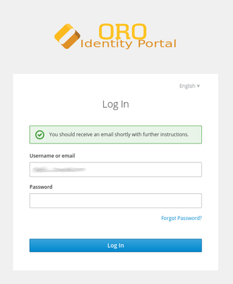 Login page with a pop up prompting to check an email