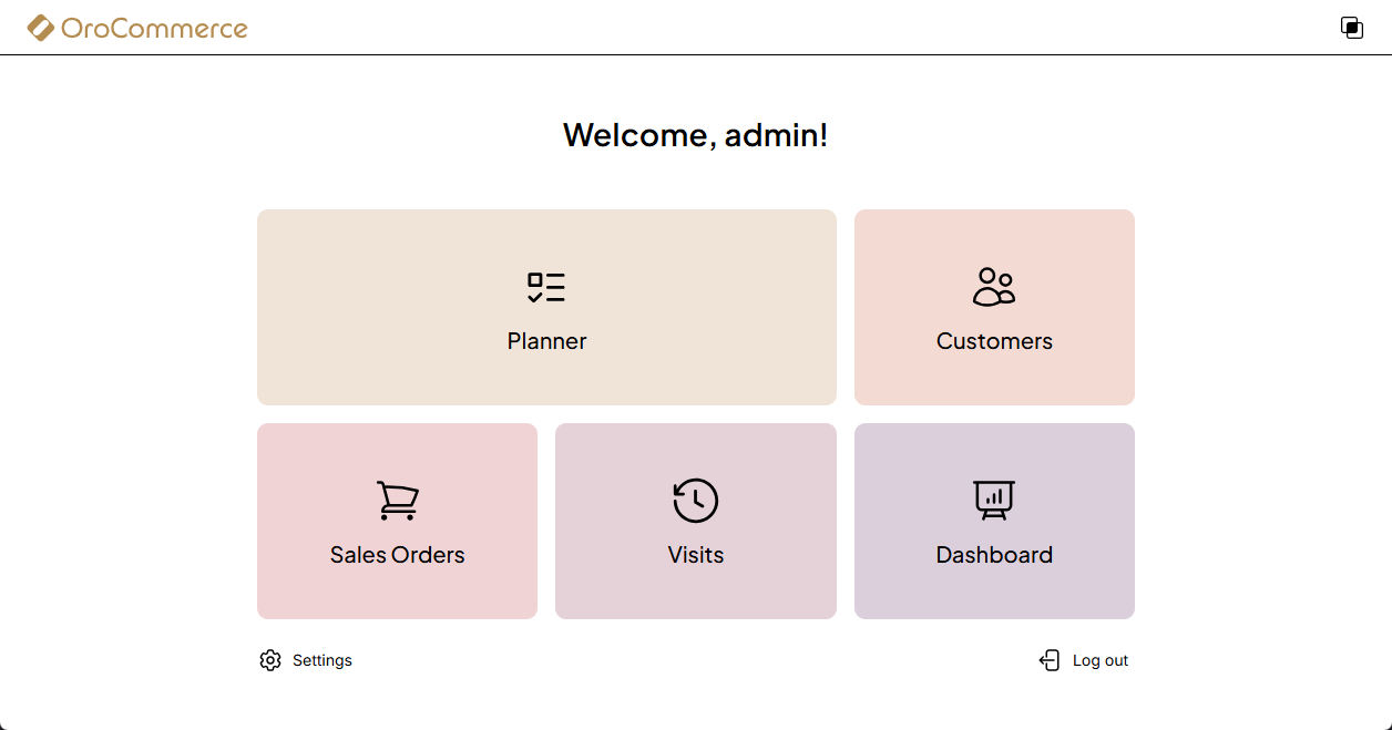Field sales app main menu page