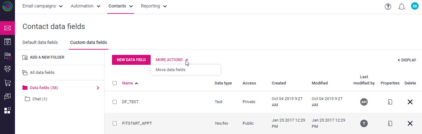 The contact details displayed under Custom Data Fields tab