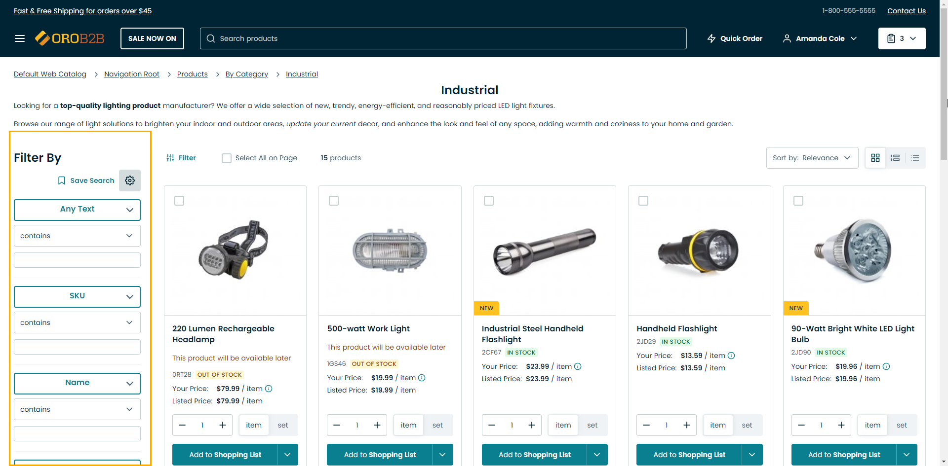 The storefront product page illustrating the filter in the left sidebar
