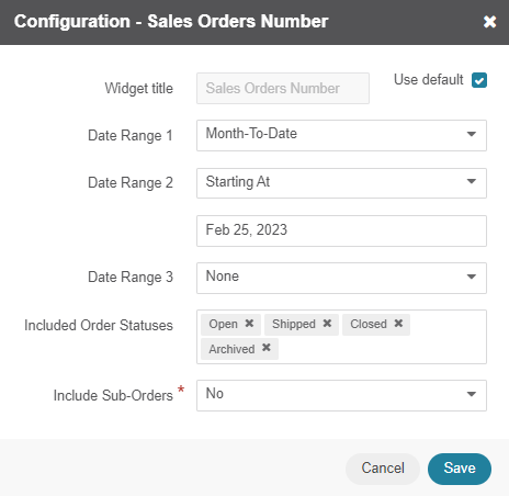 Configuring the sales order number widget