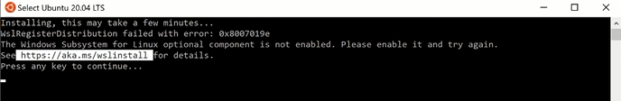 An example of an error during terminal installation