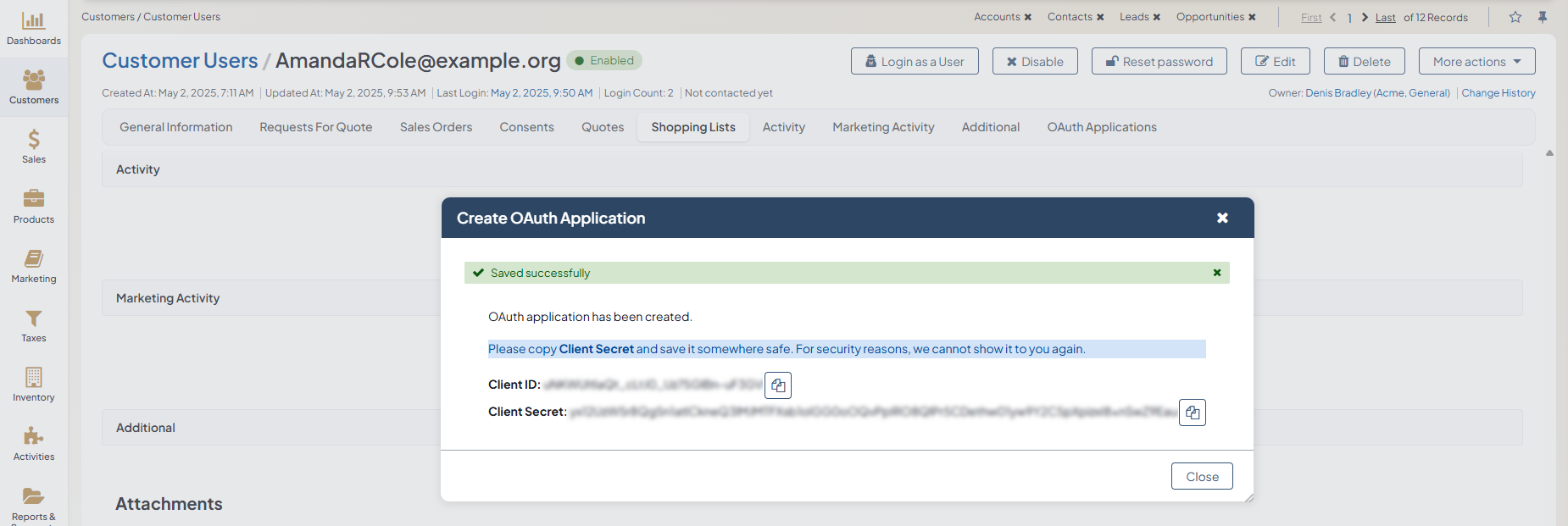 OAuth credentials